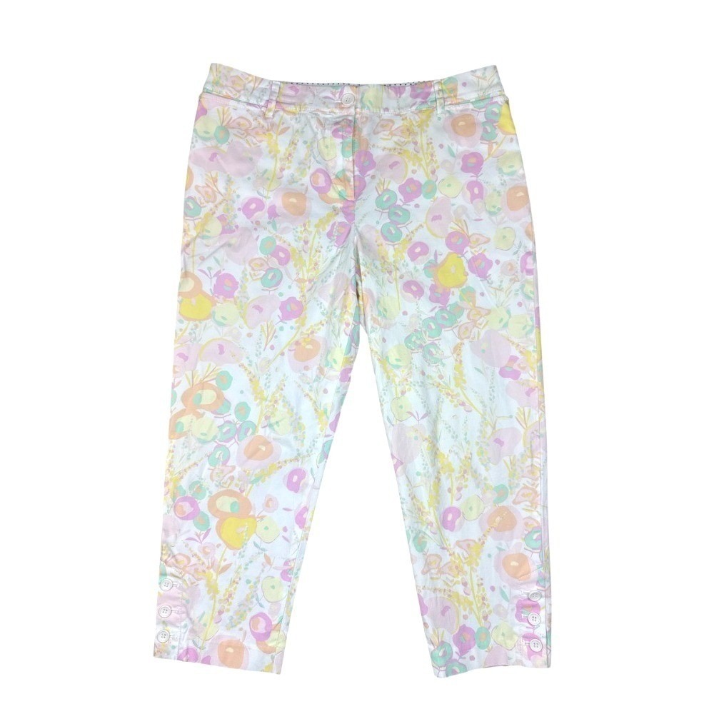 Talbots Perfect Crop Pants‎ Womens 10 Petite 10P Pink Pastel Floral Capri Chino